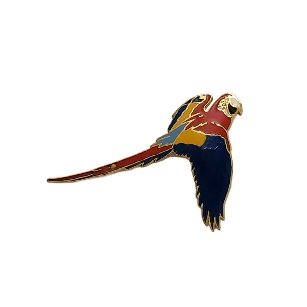 Vintage Cloisonne Parrot Brooch,William Spear, Macaw Brooch